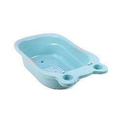 Babyhug Large Bath Tub with Bath Sling Smiley Print with Drainage Cap - Blue