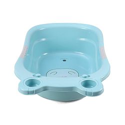 Babyhug Large Bath Tub with Bath Sling Smiley Print with Drainage Cap - Blue