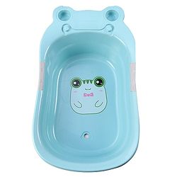 Babyhug Large Bath Tub with Bath Sling Smiley Print with Drainage Cap - Blue