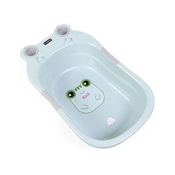 Babyhug Large Bath Tub with Bath Sling Smiley Print with Drainage Cap - Blue