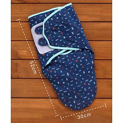 Babyhug 100% Cotton Swaddle Wrapper Printed Set of 2 - White & Blue