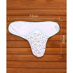 Babyhug 100% Cotton Swaddle Wrapper Printed Set of 2 - White & Blue