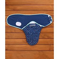 Babyhug 100% Cotton Swaddle Wrapper Printed Set of 2 - White & Blue