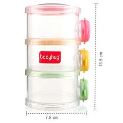 Babyhug Milk Powder Container 3 Racks 120 ml Each - Multicolor