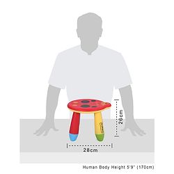 Babyhug Lightweight Stool Ladybug Design - Red Multicolor| Easy to Assemble| Step Stool| Bathroom Stool| Indoor & Outdoor Use