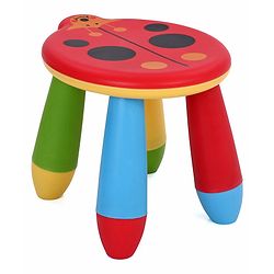 Babyhug Lightweight Stool Ladybug Design - Red Multicolor| Easy to Assemble| Step Stool| Bathroom Stool| Indoor & Outdoor Use