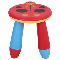 Babyhug Lightweight Stool Ladybug Design - Red Multicolor| Easy to Assemble| Step Stool| Bathroom Stool| Indoor & Outdoor Use