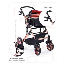 Babyhug Majestic Stroller Cum Carry Cot With Canopy - Red