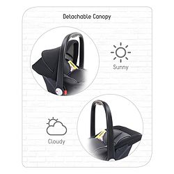 Babyhug Amber Car Seat Cum Carry Cot With Rocking Base with 1 Year Warranty - Black Grey