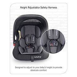 Babyhug Amber Car Seat Cum Carry Cot With Rocking Base with 1 Year Warranty - Black Grey