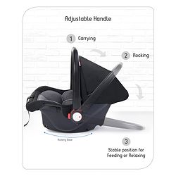 Babyhug Amber Car Seat Cum Carry Cot With Rocking Base with 1 Year Warranty - Black Grey