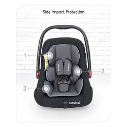 Babyhug Amber Car Seat Cum Carry Cot With Rocking Base with 1 Year Warranty - Black Grey