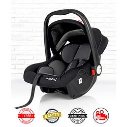 Babyhug Amber Car Seat Cum Carry Cot With Rocking Base with 1 Year Warranty - Black Grey