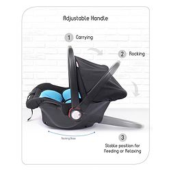 Babyhug Amber Car Seat Cum Carry Cot With Rocking Base with 1 Year Warranty - Black Blue