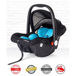 Babyhug Amber Car Seat Cum Carry Cot With Rocking Base with 1 Year Warranty - Black Blue