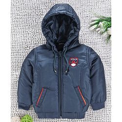 Babyhug Full Sleeves Hooded Winter Jacket - Navy Blue