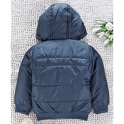 Babyhug Full Sleeves Hooded Winter Jacket - Navy Blue
