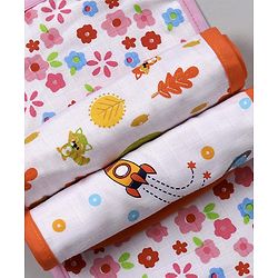 Babyhug 100% Cotton Muslin Burp Cloth Pack Of 3 - Mulitcolor