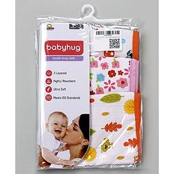 Babyhug 100% Cotton Muslin Burp Cloth Pack Of 3 - Mulitcolor