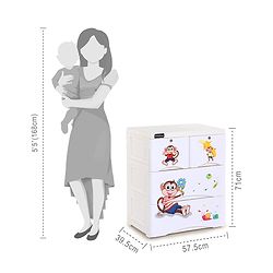 Babyhug  Compartment Chest of Drawers Monkey Print - White
