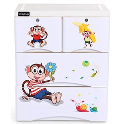 Babyhug  Compartment Chest of Drawers Monkey Print - White