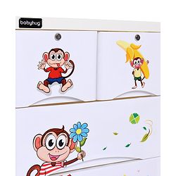 Babyhug  Compartment Chest of Drawers Monkey Print - White