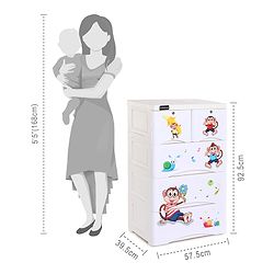 Babyhug 5 Compartment Chest of Drawers Monkey Print - White