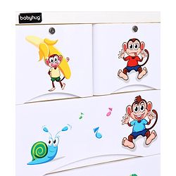 Babyhug 5 Compartment Chest of Drawers Monkey Print - White