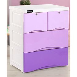 Babyhug 4 Compartment Storage Chest of Drawers - White Purple