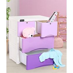 Babyhug 4 Compartment Storage Chest of Drawers - White Purple