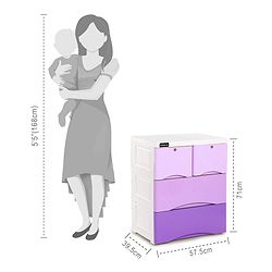 Babyhug 4 Compartment Storage Chest of Drawers - White Purple
