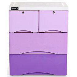 Babyhug 4 Compartment Storage Chest of Drawers - White Purple