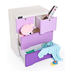 Babyhug 4 Compartment Storage Chest of Drawers - White Purple