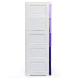 Babyhug 6 Compartment Chest of Drawers with Wheels - Purple White