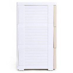 Babyhug 3 Layers High Density Plastic Storage Cabinet Teddy Print With Wheels - White