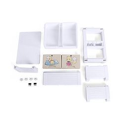 Babyhug 3 Layers High Density Plastic Storage Cabinet Teddy Print With Wheels - White