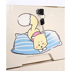 Babyhug 3 Layers High Density Plastic Storage Cabinet Teddy Print With Wheels - White
