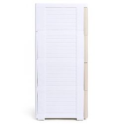 Babyhug 4 Layers High Density Plastic Storage Cabinet Teddy Print With Wheels - White