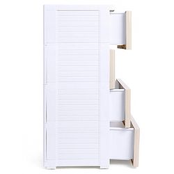 Babyhug 4 Layers High Density Plastic Storage Cabinet Teddy Print With Wheels - White