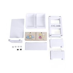 Babyhug 4 Layers High Density Plastic Storage Cabinet Teddy Print With Wheels - White