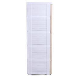 Babyhug 5 Layers High Density Plastic Storage Cabinet Teddy Print With Wheels - White