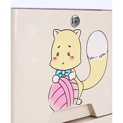 Babyhug 5 Layers High Density Plastic Storage Cabinet Teddy Print With Wheels - White