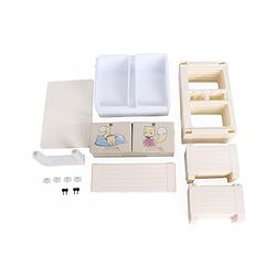 Babyhug 6 Layers High Density Plastic Storage Cabinet Teddy Print With Wheels - White