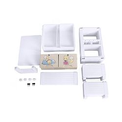 Babyhug 6 Layers High Density Plastic Storage Cabinet Teddy Print With Wheels - White