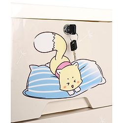 Babyhug 6 Layers High Density Plastic Storage Cabinet Teddy Print With Wheels - White
