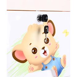 Babyhug 3 Layers High Density Plastic Storage Cabinet Baby Lion Print With Wheels - Light Cream