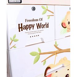Babyhug 3 Layers High Density Plastic Storage Cabinet Baby Lion Print With Wheels - Light Cream