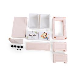 Babyhug 3 Layers High Density Plastic Storage Cabinet Baby Lion Print With Wheels - Light Cream