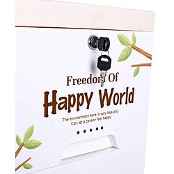 Babyhug 4 Layers High Density Plastic Storage Cabinet Baby Lion Print With Wheels - Light Cream