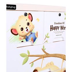 Babyhug 4 Layers High Density Plastic Storage Cabinet Teddy Print With Wheels - White